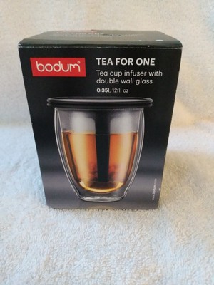 Brand New Bodum Tea For One Infuser Double Wall Glass 12 Ounce Cup