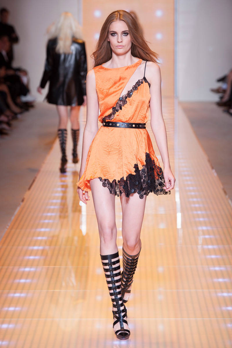 スーツ VERSACE 2013 S/S New VERSACE S/S 2013 Runway Cutout Lace Panels Mini Dress IT