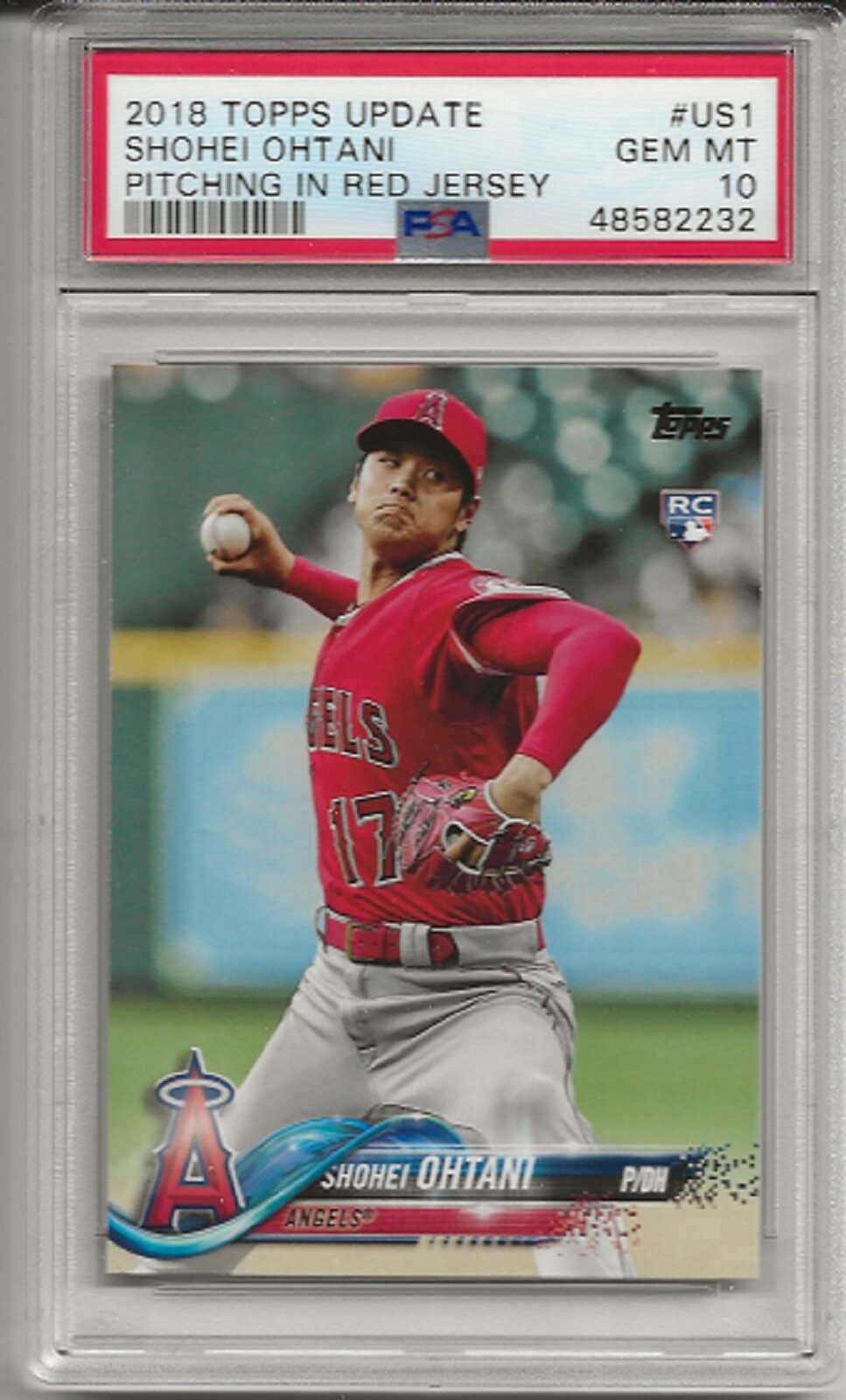 2018 TOPPS UPDATE #US1 SHOHEI OHTANI, PSA 10 GEM MINT. ROOKIE, RC