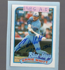 Autographed Ernie Whitt 1985 All Star added Blue Jays 1989 Topps