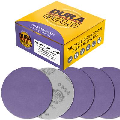 120 Grit 6'' Purple Ceramic Sanding Discs, Box of 50 - Hook & Loop Sandpaper