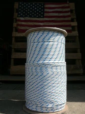 Sailboat Rigging Rope 3/16" x 50' White/Blue Double Braided Sheet Halyard Line