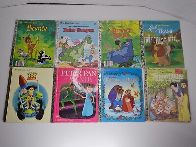 Disney Movie Little Golden Books Lot of 8 Bambi Peter Pan Snow White Jungle Book