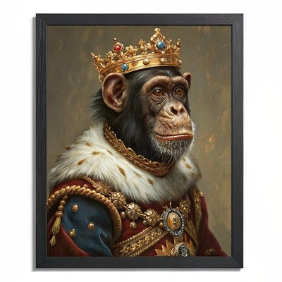 König Schimpanse Gemälde Affe Royal Portrait Renaissance Tier Wandbild Kunstdruck (3)
