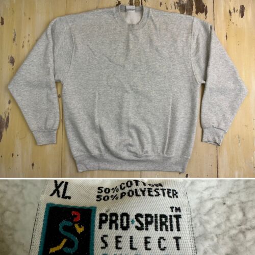 PRO SELECT SWEATS - Vtg 90s Made In USA Gray Plain Blank Sweatshirt, Mens XL - Picture 1 of 16