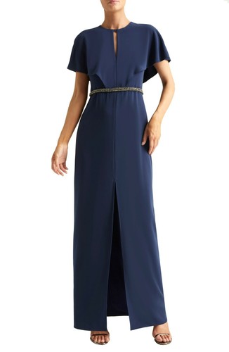 Halston Heritage Cape Sleeve Gown, Size 