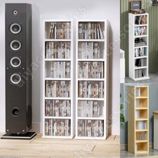 6 Tier Wooden CD DVD Game Book Shelf Storage Tower Rack- Fits 102 CDs Holders