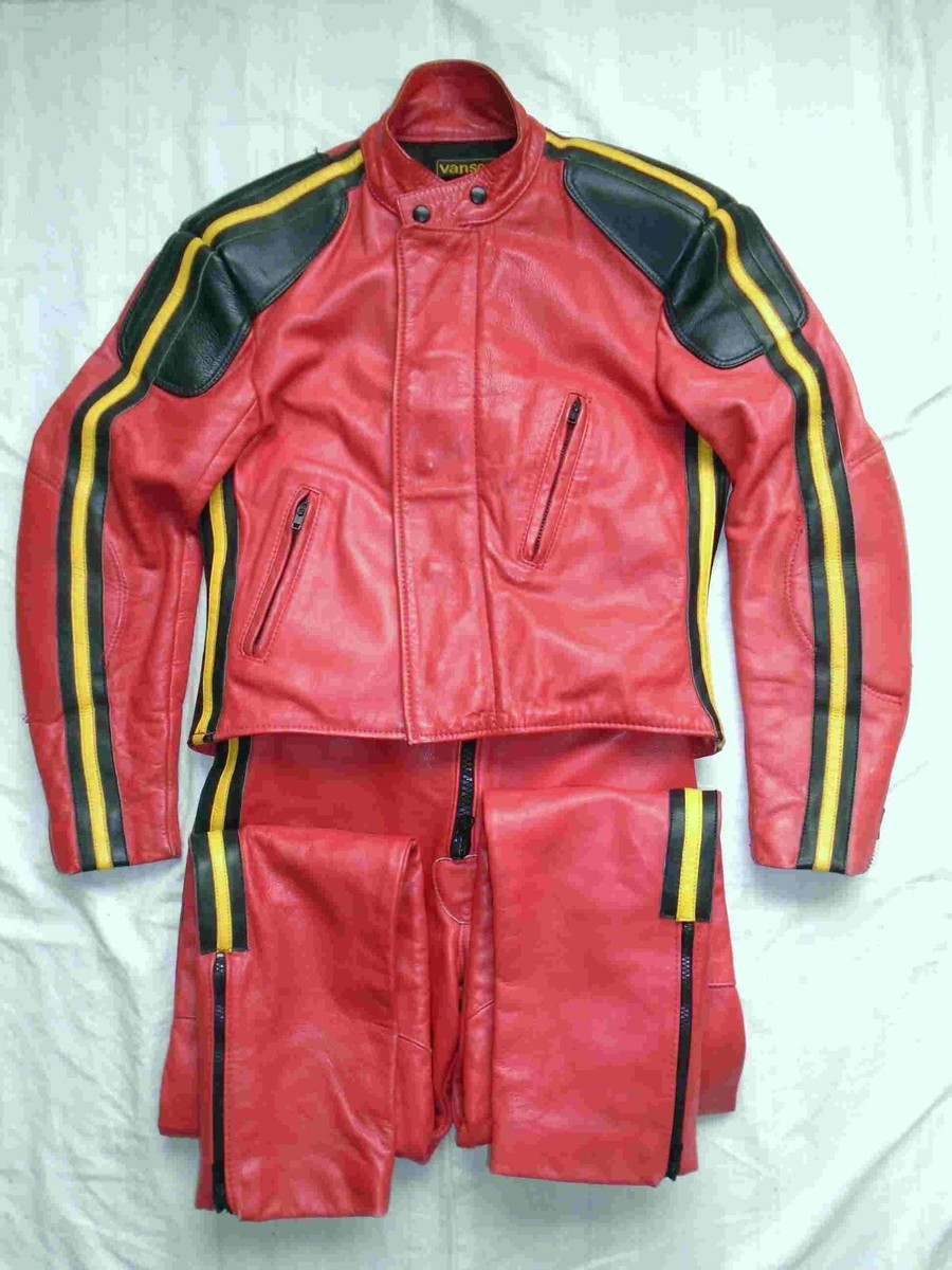 RARE Vintage 80s 90s Vanson Red Leather Race Racing Suit Jacket