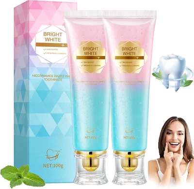 BRIGHT WHITE Zahnpasta 2x Niacinamid Whitening 100ml Tiefenreinigung Aufhellung Frischer Atem