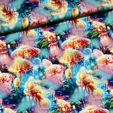 Baumwollstoff Meterware 50 cm Feenland Märchen Fantasie Zauberwelt Märchenwald