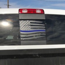 Dodge Ram Back Window Thin Blue Line Distressed American Flag Decal 2009-2018 Dodge Ram Back Window Thin Blue Line Distressed American Flag Decal 2009-2018