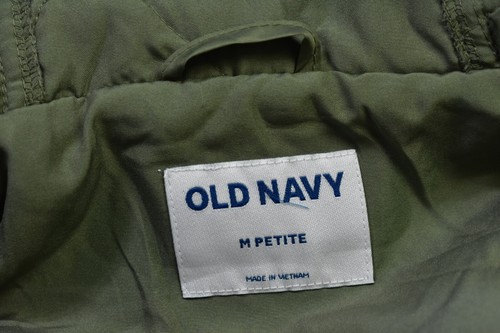 Old Navy Hooded Sherpa Quilted Hybrid Coat Tan Olive Green Womens Petite M - Picture 7 of 11