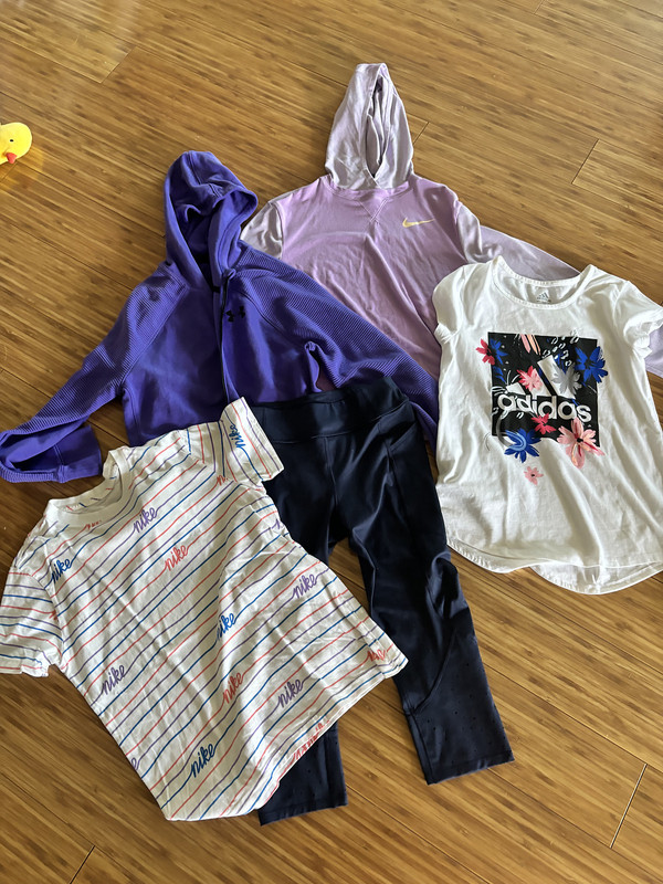 Girls five piece-UA jacket/Nike/Adidas shirt/All in Motion tight set- Size Large
