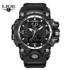 LIGE FOXBOX Men Watch Quartz Date Luminous Digital Silicone Sport Wrist Watches