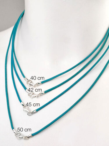 Edelstahl Verschluss Leder Halsband Lederband verschiedene Farben und Längen - Bild 7 von 27