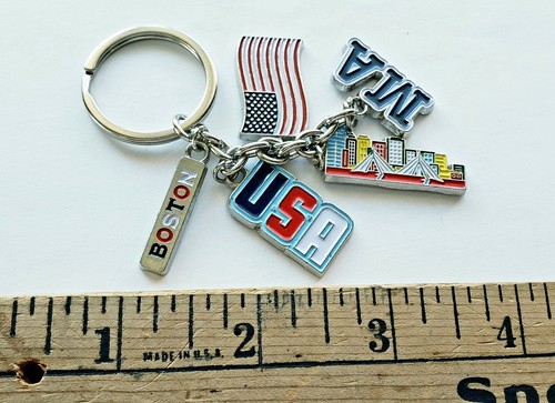 Boston Keychain Massachusetts Souvenir Charms Keyring New England NE City Gift  - Picture 4 of 5