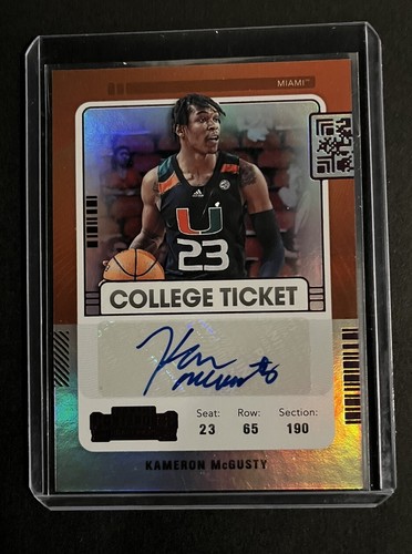 2022-23 Panini Contenders Kameron McGusty College Ticket RC Auto Miami NCAA Pink