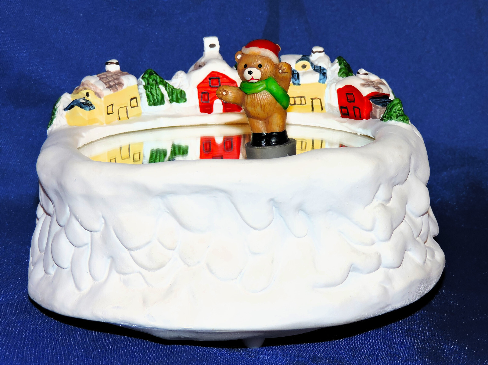 Vintage Christmas Around the World Music Box Skating Bear Ice