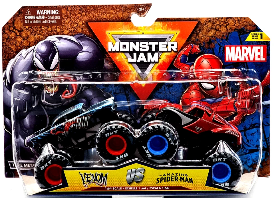 SPIN MASTER Monster Jam 1:64 Marvel Serie 1 Truck Venom Vs. Spider-Man Doppel Pack