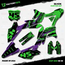 Green & Purple Slick Racing Graphics Kit fit 16-18 Kawasaki KXF450 KX450F  Decal