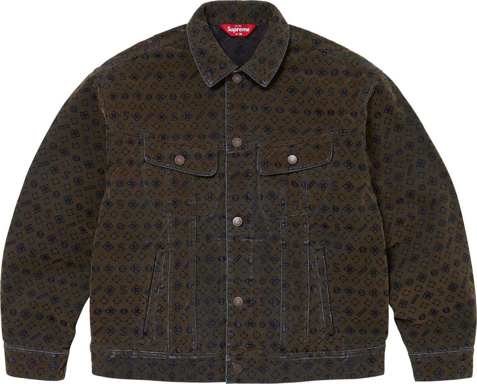 Veste camionneur Supreme FW24 logo denim floqué bouton noir taille XL neuve EN MAIN