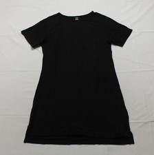 SHEIN Women's Petite Solid Short Sleeve Split Hem Tee Dress JJ4 Black Size XSP
