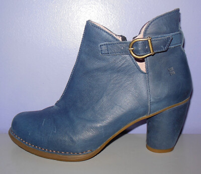 El Naturalista Colibri N472 Blue Nubuck Leather Round Heel Booties 39 Euro 