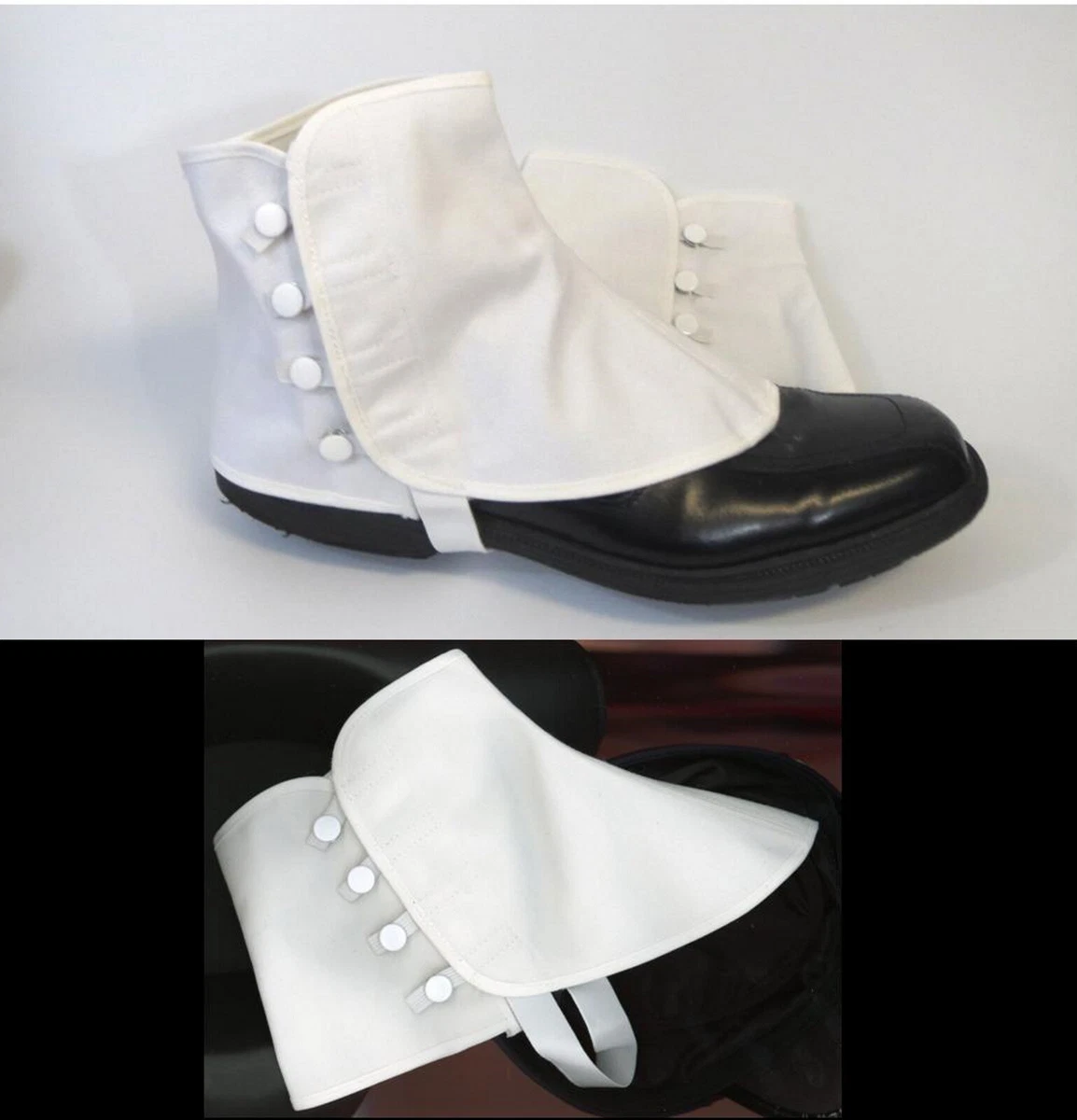 Canvas Spats 4 White Snaps Theatrical Shoe Covers Women's 8