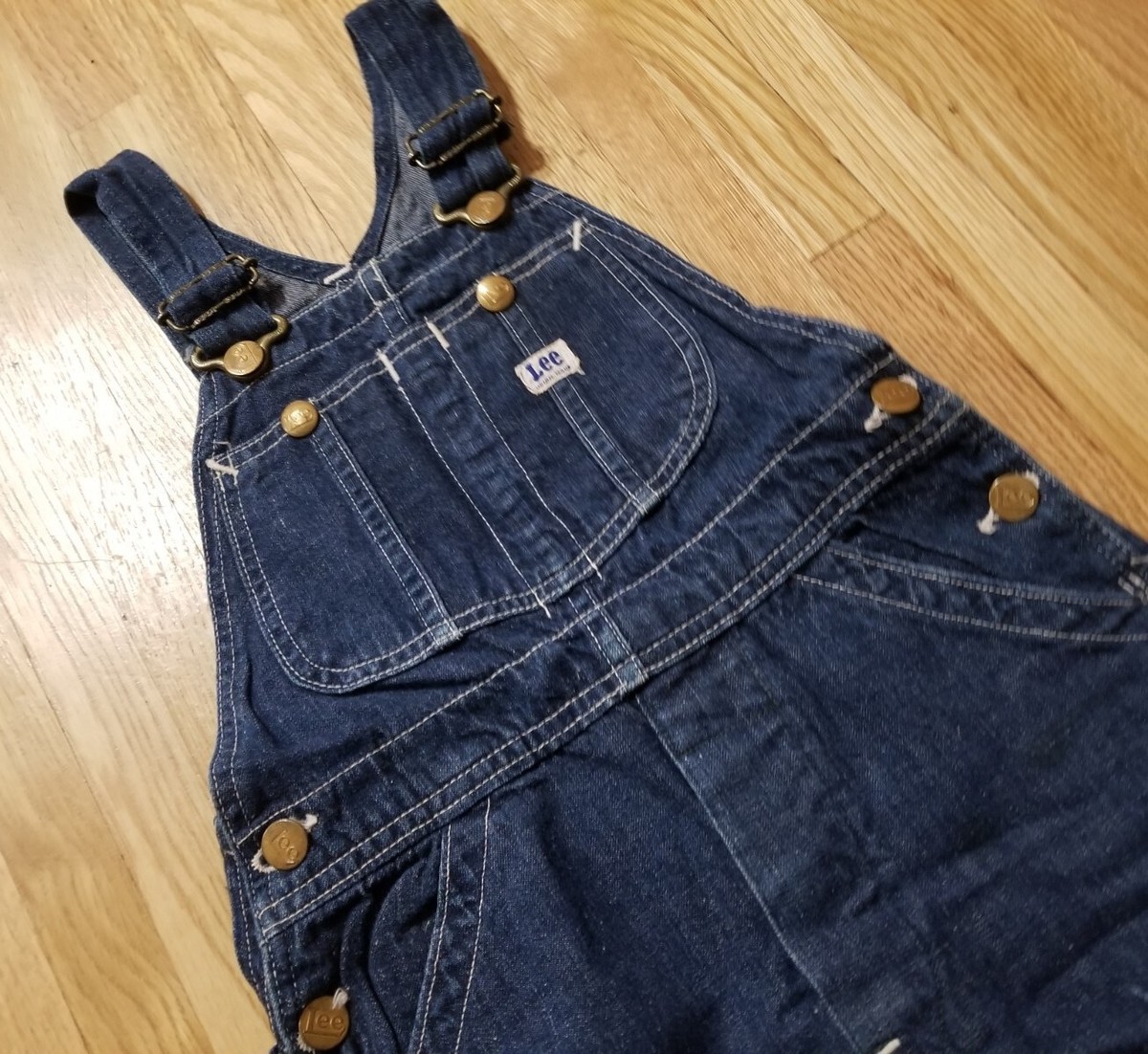 1950s LEE Youth Union Made USA Button Fly Blue Denim Overalls