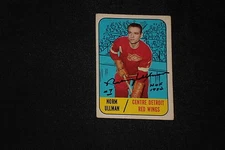HOF NORM ULLMAN 1967-68 TOPPS SIGNED AUTOGRAPHED CARD #101 RED WINGS