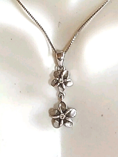 ESTATE STERLING SILVER FLOWERS PENDANT SIGNED 925