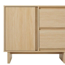 Modern Coastal Oak Wood 63 In. Sideboard with Beveled Drawer Fronts