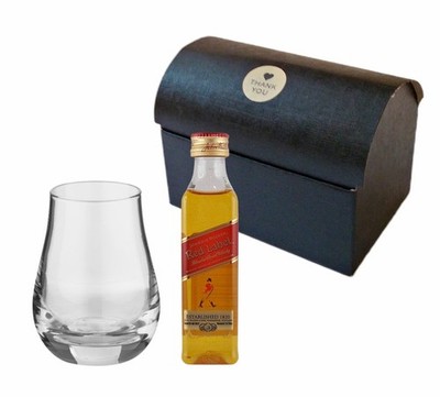 Johnnie Walker Red Label 50ml Miniatur Scotch Whisky & Spey Dram Glas Geschenk