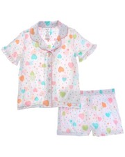 Rene Rofe 2Pc Happy Days Ruffle Trim Pajama Short Set White 3T