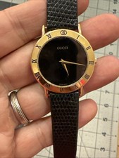 【Sharp!】GUCCI 3000.2.M Gold Dial Quartz Men's Watch New battery