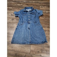 Forever 21 Denim Jumper Dress skirt button up Size 0X 2440