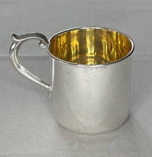 Vintage Alvin Lullaby Sterling Silver Baby Cup - Gold Wash - No Box - S168