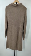 Quince Australian Merino Wool Relaxed Turtleneck Sweater Dress Malted Toffee L