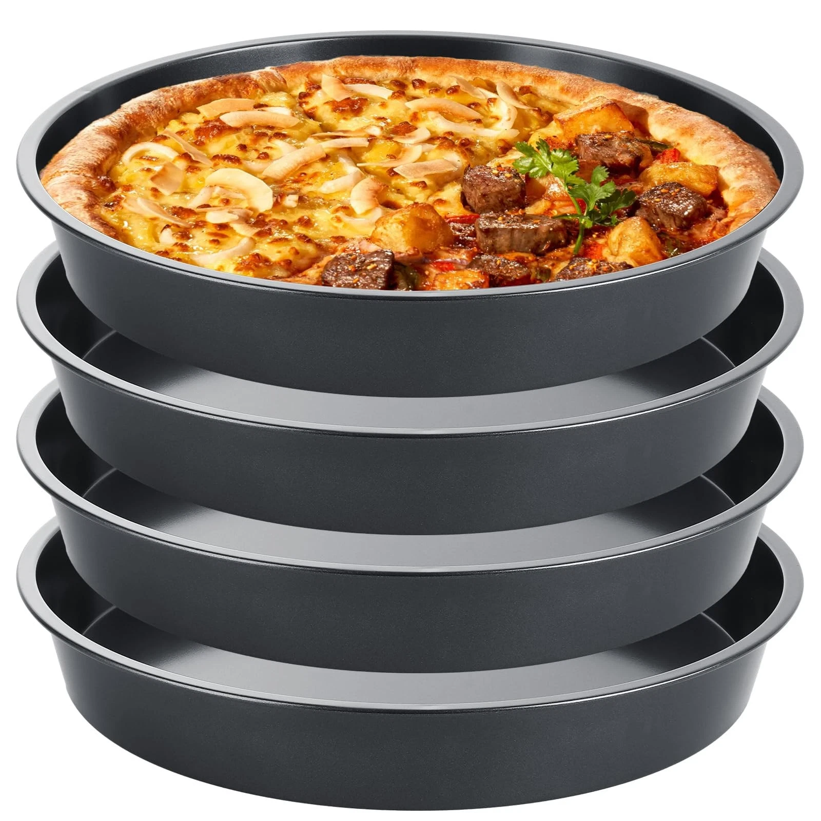 4 Pack Deep Dish Pizza Pan 12 Inch Pizza Pan for Oven Non Stick Pizza Plates ...