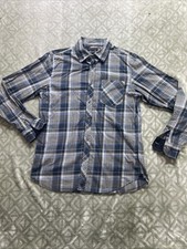Men  s Banana Republic Blue/White/Gray Plaid Button Up Long Sleeve Shirt Size L