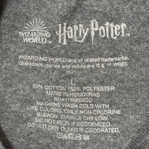 Harry Potter Wizarding World Hogwarts Slytherin Crest T-Shirt Gray Green Large - Picture 3 of 6