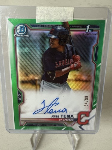 Jose Tena 2021 1st Bowman Chrome AUTO Prospect GREEN REFRACTOR #’d/99 RC ⭐️