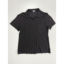 Standard James Perse Mens Black Slub Cotton Polo Shirt Made in Japan Size 3 L