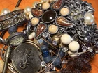 Vtg Jewelry Lot Necklaces Bracelets Watch Belt Earrings Mixed Costume Wear