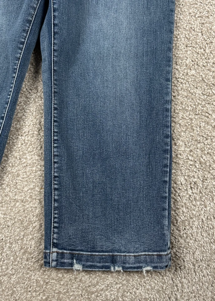 Judy 蓝色牛仔裤女式 11/30 弹力牛仔宽腿裁剪高腰 *28x23.5 — 第 2/4 张图片