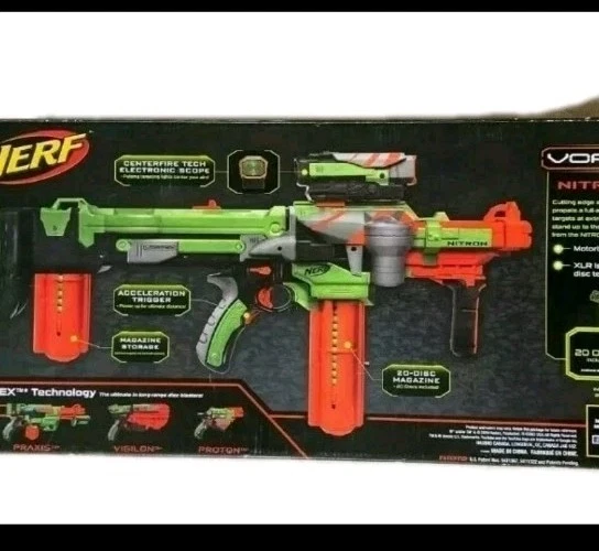 NERF VORTEX NITRON FULL AUTO DISC BLASTER WITH SCOPE NEW IN BOX #32218 Motorized - Image 3 of 3