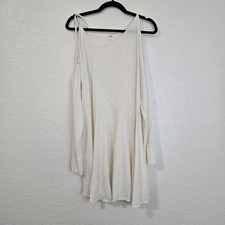 Free People Cold Shoulder Tie Long Sleeve Mini Dress Ivory Size L