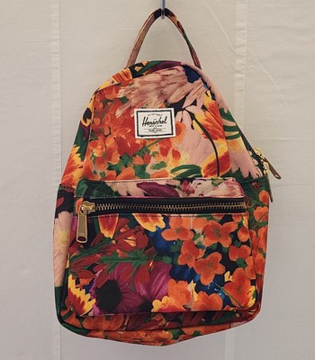 NWOT Herschel Supply Co. Bloom Floral Canvas Nova Mini  Compact Travel Backpack