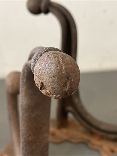 Pair of Antique Salvage Double Cast Iron Coat Hook Rusty 8” Big Oversized - Picture 7 of 17