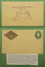 DR WHO 1894 FRESNO & SAN FRANCISCO CA BICYCLE MAIL STATIONERY UNUSED w30465
